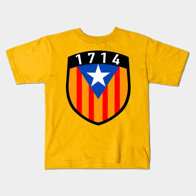 Catalunya 1714 estelada blava flag Kids T-Shirt by GuitarManArts